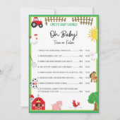 Farm Animals Baby shower Game Size Invitation Kaart (Voorkant)