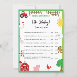 Farm Animals Baby shower Game Size Invitation Kaart
