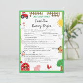 Farm Animals Baby shower Game Size Invitation Kaart (Staand voorkant)