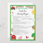 Farm Animals Baby shower Game Size Invitation Kaart (Voorkant / Achterkant)