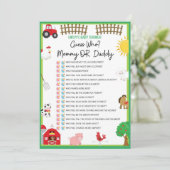 Farm Animals Baby shower Game Size Invitation Kaart (Staand voorkant)