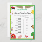 Farm Animals Baby shower Game Size Invitation Kaart (Voorkant / Achterkant)