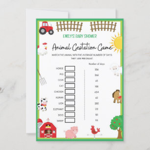 Farm Animals Baby shower Game Size Invitation Kaart
