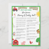 Farm Animals Baby shower Game Size Invitation Kaart (Voorkant)