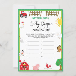 Farm Animals Baby shower Game Size Invitation Kaart