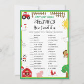 Farm Animals Baby shower Game Size Invitation Kaart (Voorkant)