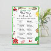 Farm Animals Baby shower Game Size Invitation Kaart (Staand voorkant)
