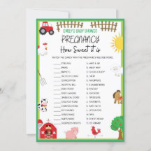 Farm Animals Baby shower Game Size Invitation