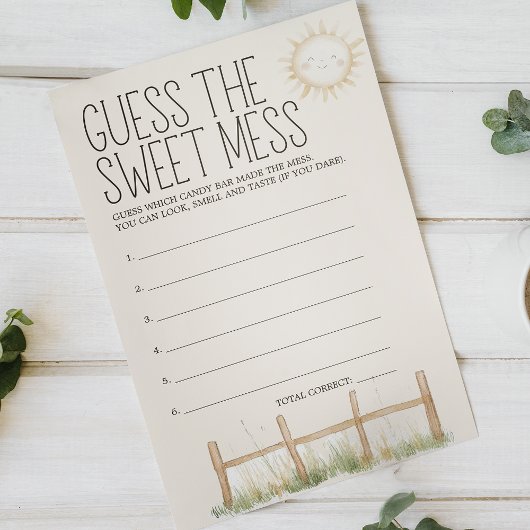 Farm Animals Baby shower Guess Sweet Mess spel Flyer