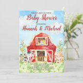 Farm Animals Baby shower Invitation Invite, Barn Kaart (Staand voorkant)