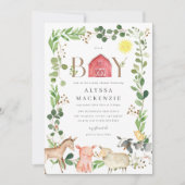 Farm Animals Baby Shower Invitation Kaart (Voorkant)