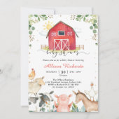 Farm Animals Baby Shower Invitation Kaart (Voorkant)