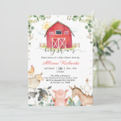 Farm Animals Baby Shower Invitation Kaart (Staand voorkant)