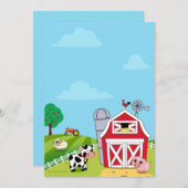 Farm Animals Baby Shower Invitations Kaart (Voorkant / Achterkant)