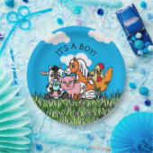 Farm Animals Baby shower is een jongen Papieren Bordje (Feest)