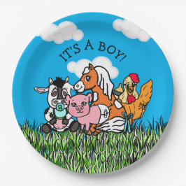 Farm Animals Baby shower is een jongen Papieren Bordje