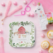 Farm Animals Baby Shower Paper Plates Papieren Bordje (Feest)