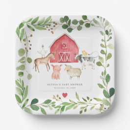 Farm Animals Baby Shower Paper Plates Papieren Bordje