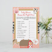 Farm Animals Baby shower raad prijs juist spel (Staand voorkant)