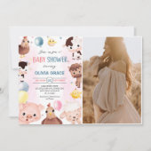 Farm Animals Balloons Barnyard Baby shower Foto Kaart (Voorkant)