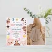 Farm Animals Balloons Barnyard Baby shower Foto Kaart (Staand voorkant)