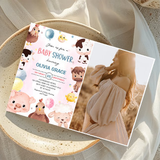 Farm Animals Balloons Barnyard Baby shower Foto Kaart