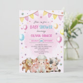 Farm Animals Balloons Barnyard Baby shower Kaart (Staand voorkant)