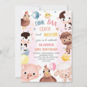 Farm Animals Balloons Barnyard Verjaardagsfeest Kaart (Voorkant)