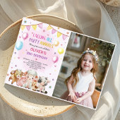 Farm Animals Balloons Barnyard Verjaardagsfoto Kaart