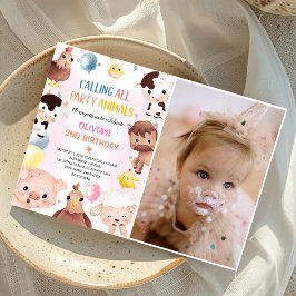 Farm Animals Balloons Barnyard Verjaardagsfoto Kaart