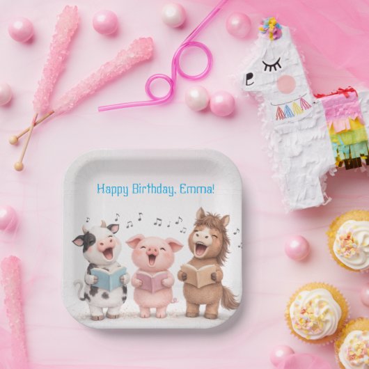 Farm Animals Band Birthday Papieren Bordje (Feest)