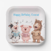 Farm Animals Band Birthday Papieren Bordje (Voorkant)