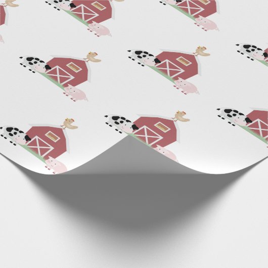 Farm Animals & Barn Pattern White Cadeaupapier (Hoek)