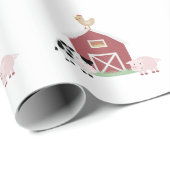 Farm Animals & Barn Pattern White Cadeaupapier (Rol Hoek)