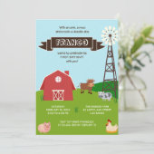 Farm Animals Barnhouse Verjaardag Uitnodiging (Staand voorkant)