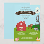 Farm Animals Barnhouse Verjaardag Uitnodiging (Voorkant / Achterkant)