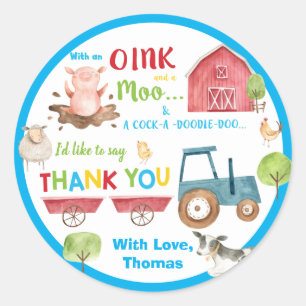 Farm Animals Barnyard 1e verjaardag Ronde Sticker