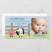 Farm Animals Barnyard Baby Hartelijk dank Bedankkaart (Voorkant / Achterkant)