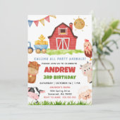 Farm Animals Barnyard Bash Ranch Birthday Party Kaart (Staand voorkant)