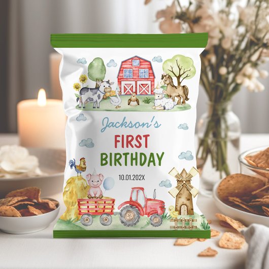 Farm Animals Barnyard Birthday Chip Bag Wrapper Flyer