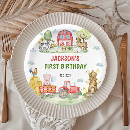 Farm Animals Barnyard Birthday Party Paper Plates Papieren Bordje