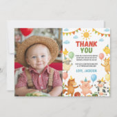 Farm Animals Barnyard Birthday Party Photo Bedankkaart (Voorkant)