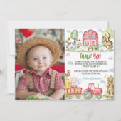 Farm Animals Barnyard Birthday Photo Bedankkaart (Voorkant)