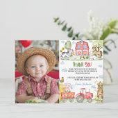 Farm Animals Barnyard Birthday Photo Bedankkaart (Staand voorkant)