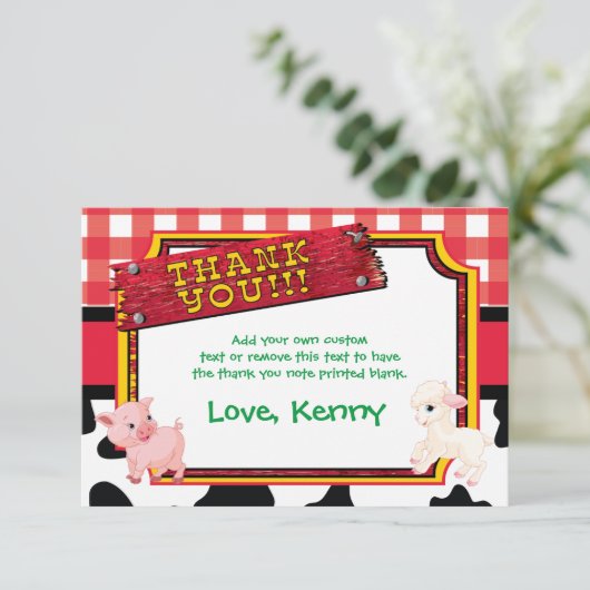 Farm Animals, Barnyard, Cute Bedankt Kaarten (Staand voorkant)