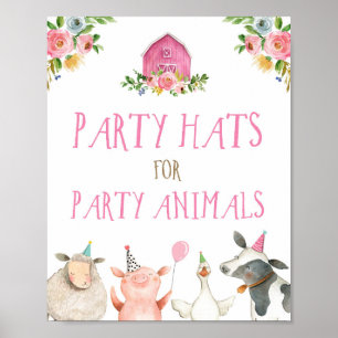 Farm Animals Barnyard Girl Birthday Pos Poster