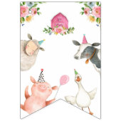 Farm Animals Barnyard Girl Happy Birthday Banner (Eerste vlag)