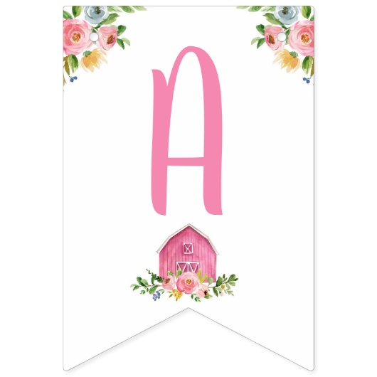 Farm Animals Barnyard Girl Happy Birthday Banner (Derde vlag)