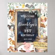 Farm Animals Barnyard Greenery Birthday Welcome