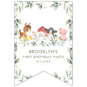 Farm Animals Barnyard Greenery Happy Birthday Vlaggetjes (Eerste vlag)